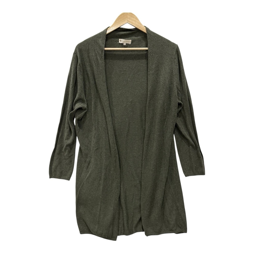 Indigenous Long‎ Cardigan Womens L Olive Green Organic Cotton Peru